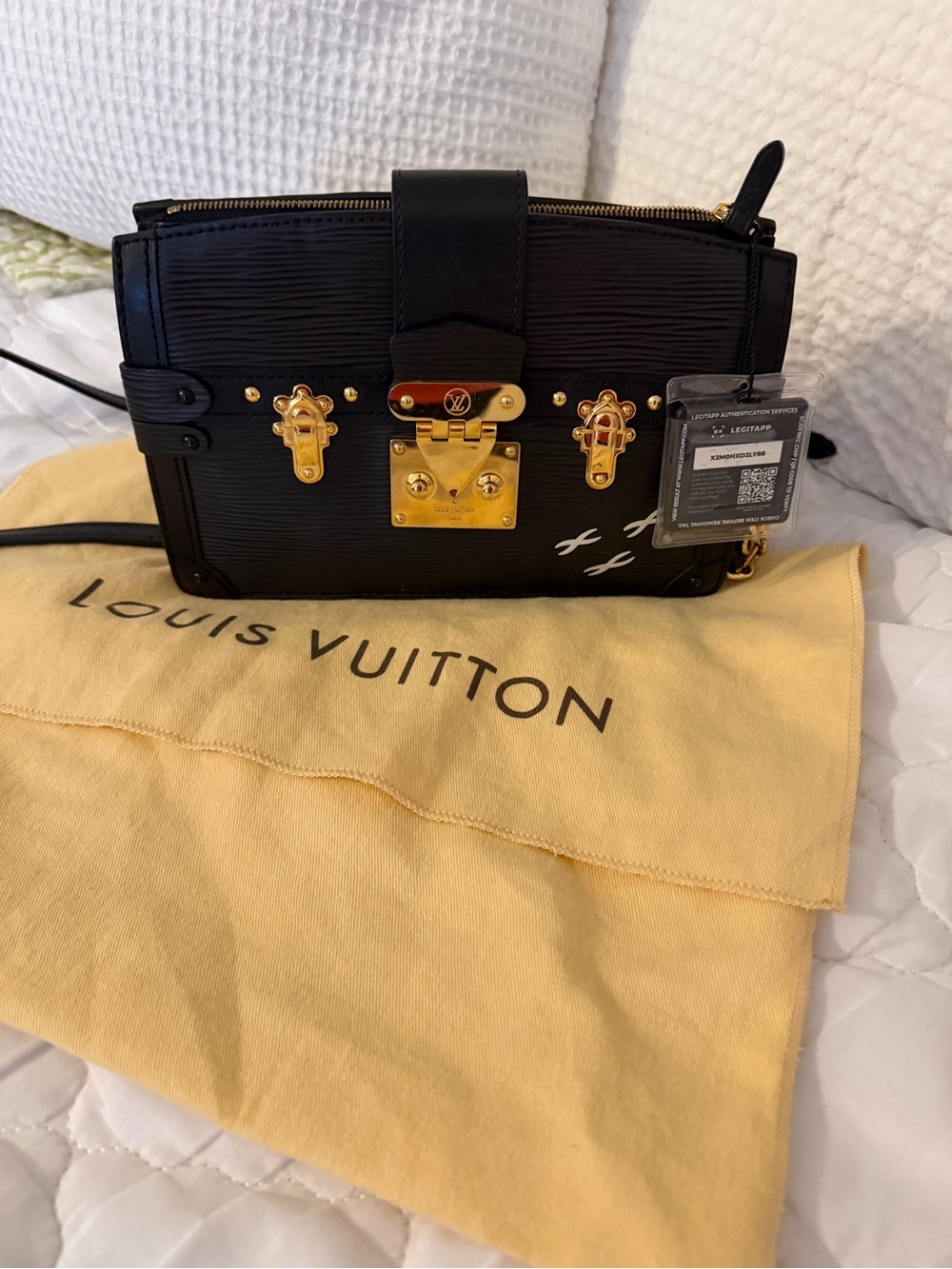 Louis Vuitton Black Epi Leather Petite Malle Trunk Crossbody with Gold Hardware